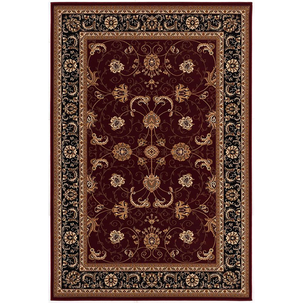 8’ x 11’ Red and Black Ornamental Area Rug Red Black. Picture 1
