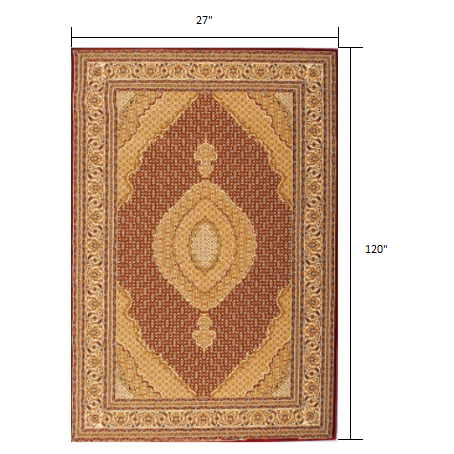 2’ x 10’ Red and Beige Medallion Runner Rug Red. Picture 4