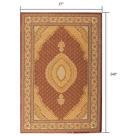 2’ x 20’ Red and Beige Medallion Runner Rug Red. Picture 4