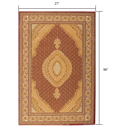 2’ x 8’ Red and Beige Medallion Runner Rug Red. Picture 4