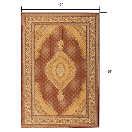 4’ x 6’ Red and Beige Medallion Area Rug Red. Picture 4