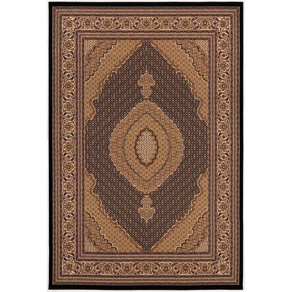4’ x 6’ Black and Beige Medallion Area Rug Black. Picture 2
