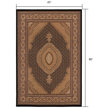 4’ x 6’ Black and Beige Medallion Area Rug Black. Picture 9
