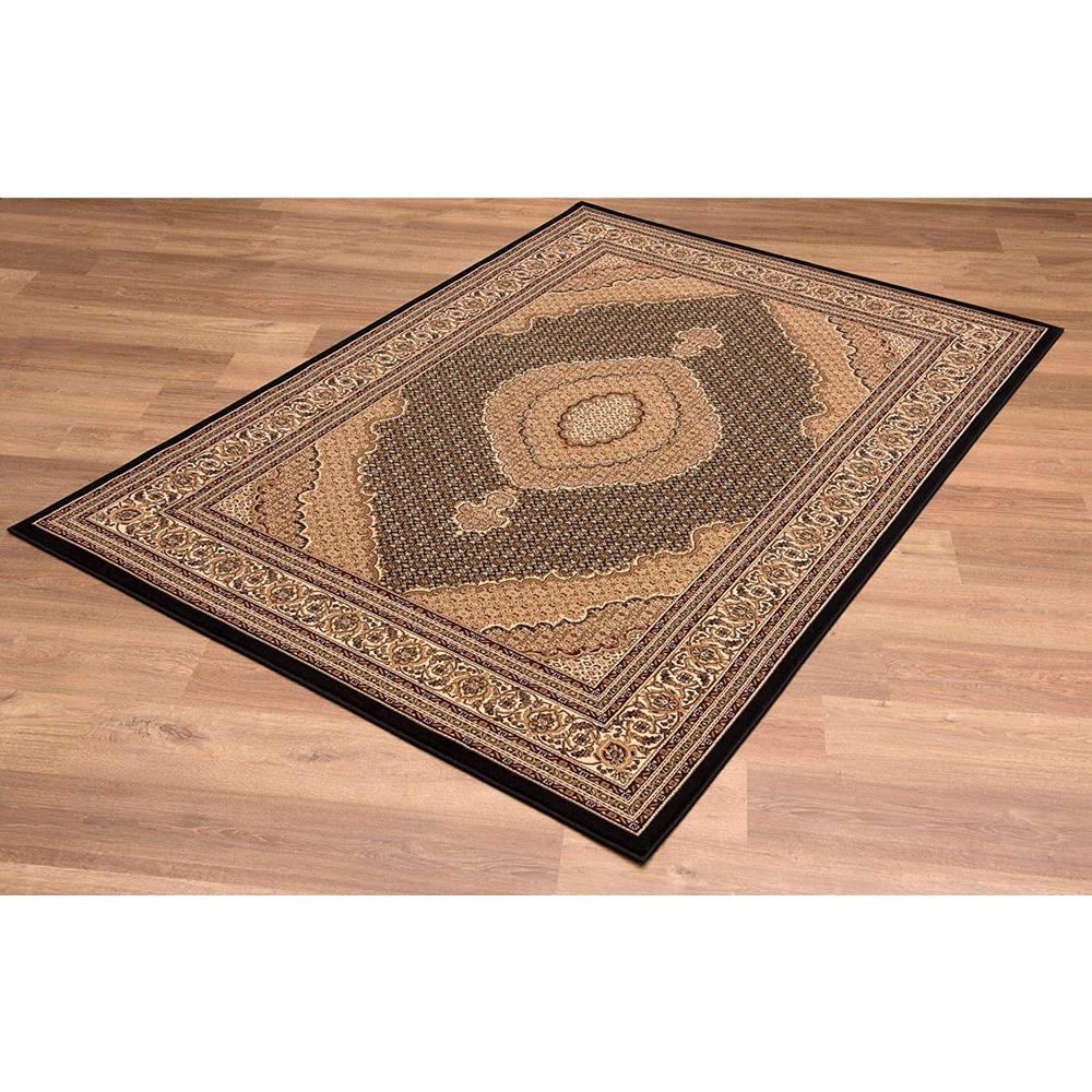 8’ x 11’ Black and Beige Medallion Area Rug Black. Picture 4