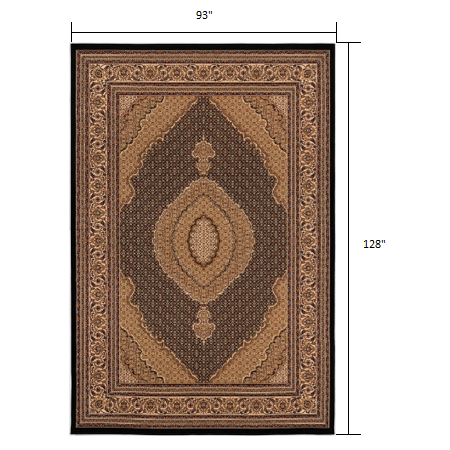 8’ x 11’ Black and Beige Medallion Area Rug Black. Picture 9