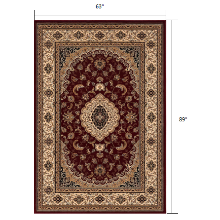 5’ x 8’ Red Floral Medallion Area Rug Red. Picture 9