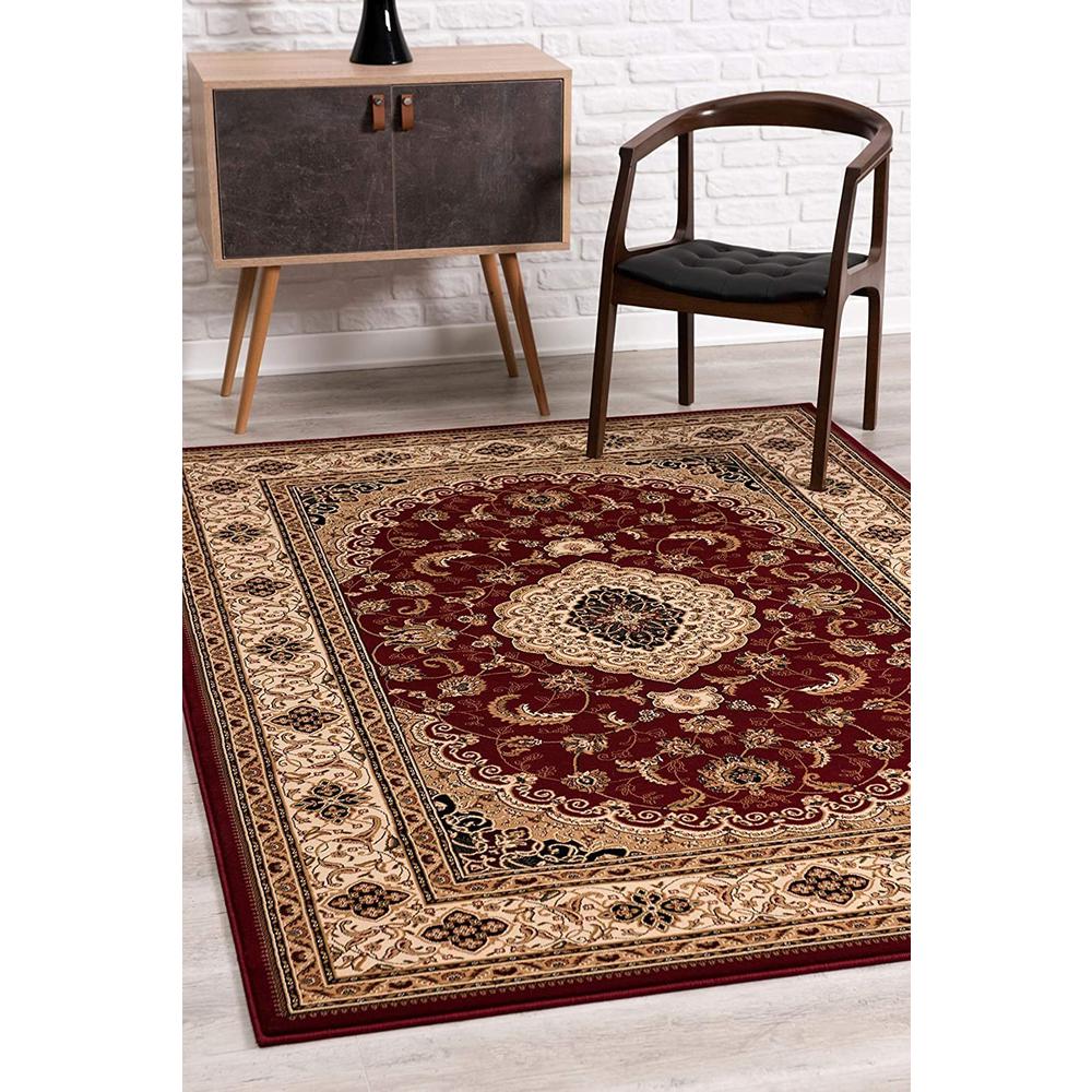 7’ x 9’ Red Floral Medallion Area Rug Red. Picture 3