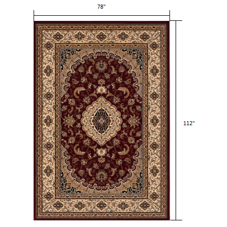 7’ x 9’ Red Floral Medallion Area Rug Red. Picture 9