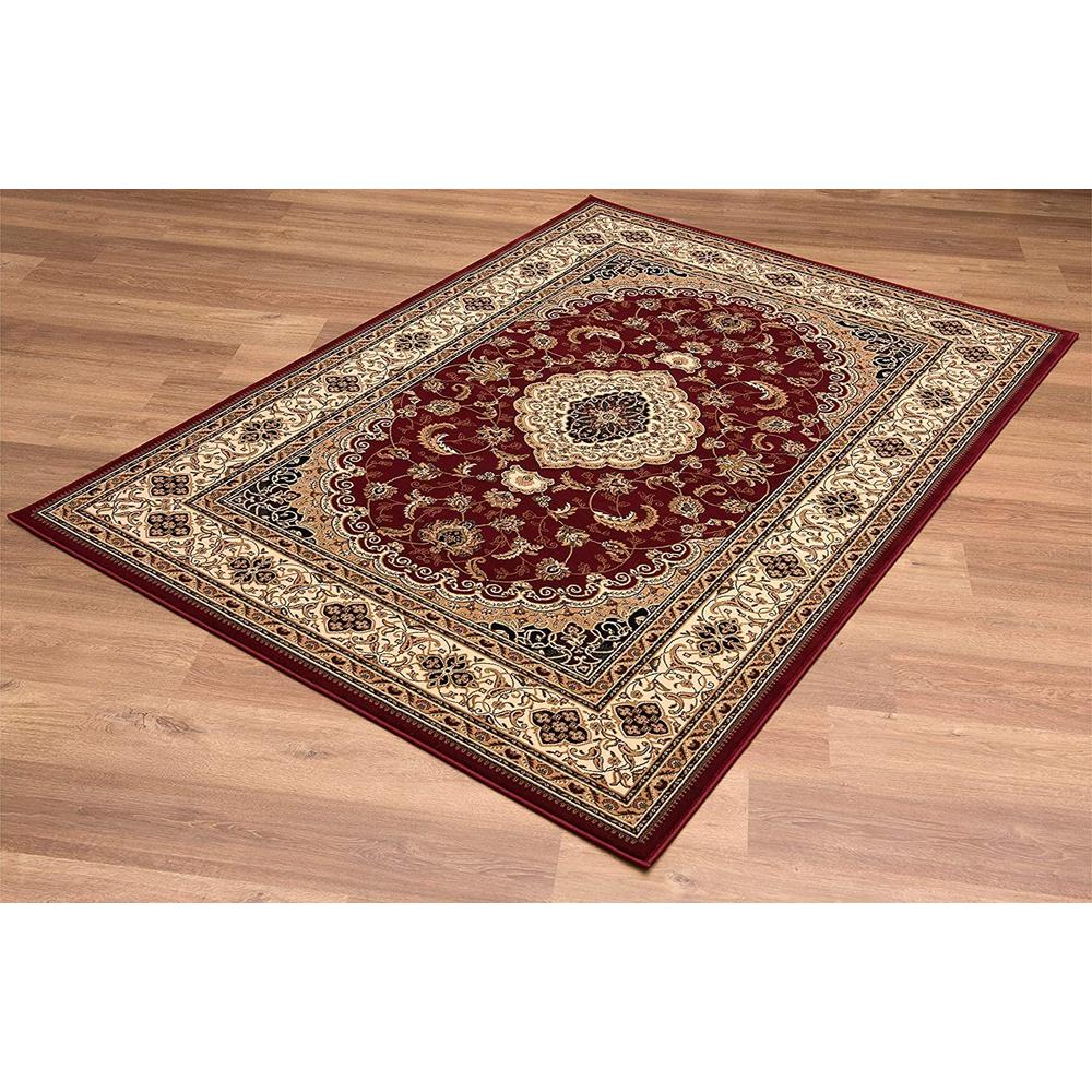 8’ x 11’ Red Floral Medallion Area Rug Red. Picture 4