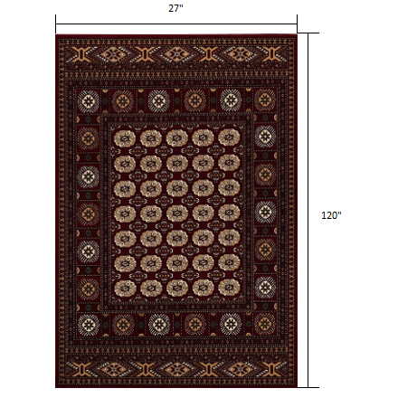 2’ x 10’ Red Eclectic Geometric Pattern Runner Rug Red. Picture 9