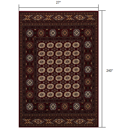 2’ x 20’ Red Eclectic Geometric Pattern Runner Rug Red. Picture 9