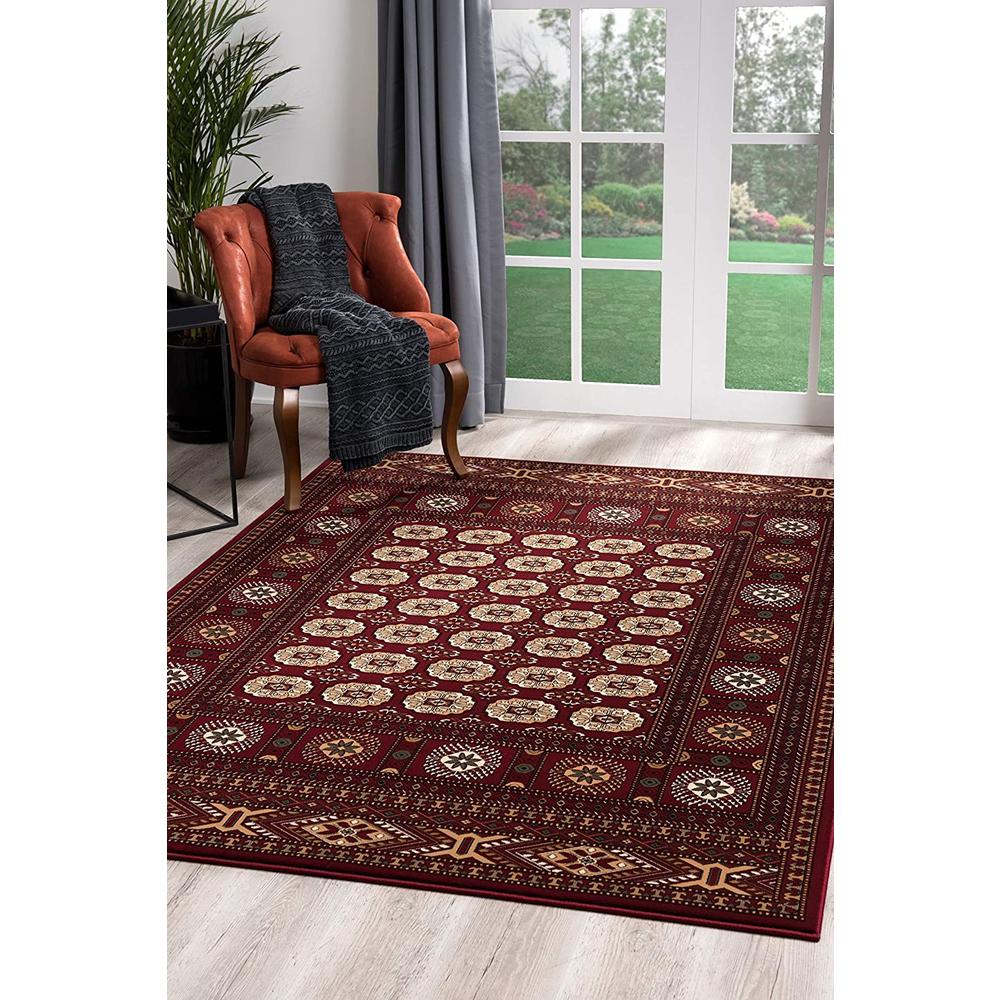 4’ x 6’ Red Eclectic Geometric Pattern Area Rug Red. Picture 1