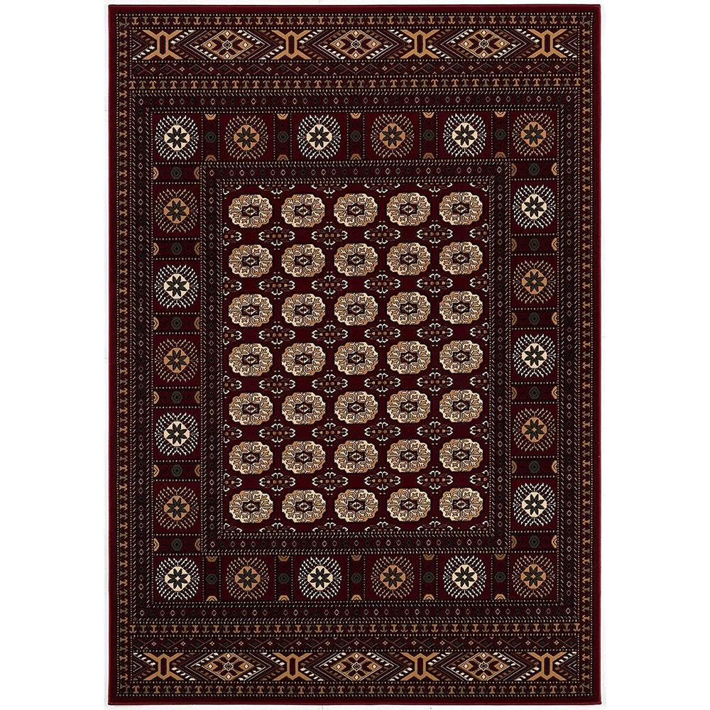 4’ x 6’ Red Eclectic Geometric Pattern Area Rug Red. Picture 2
