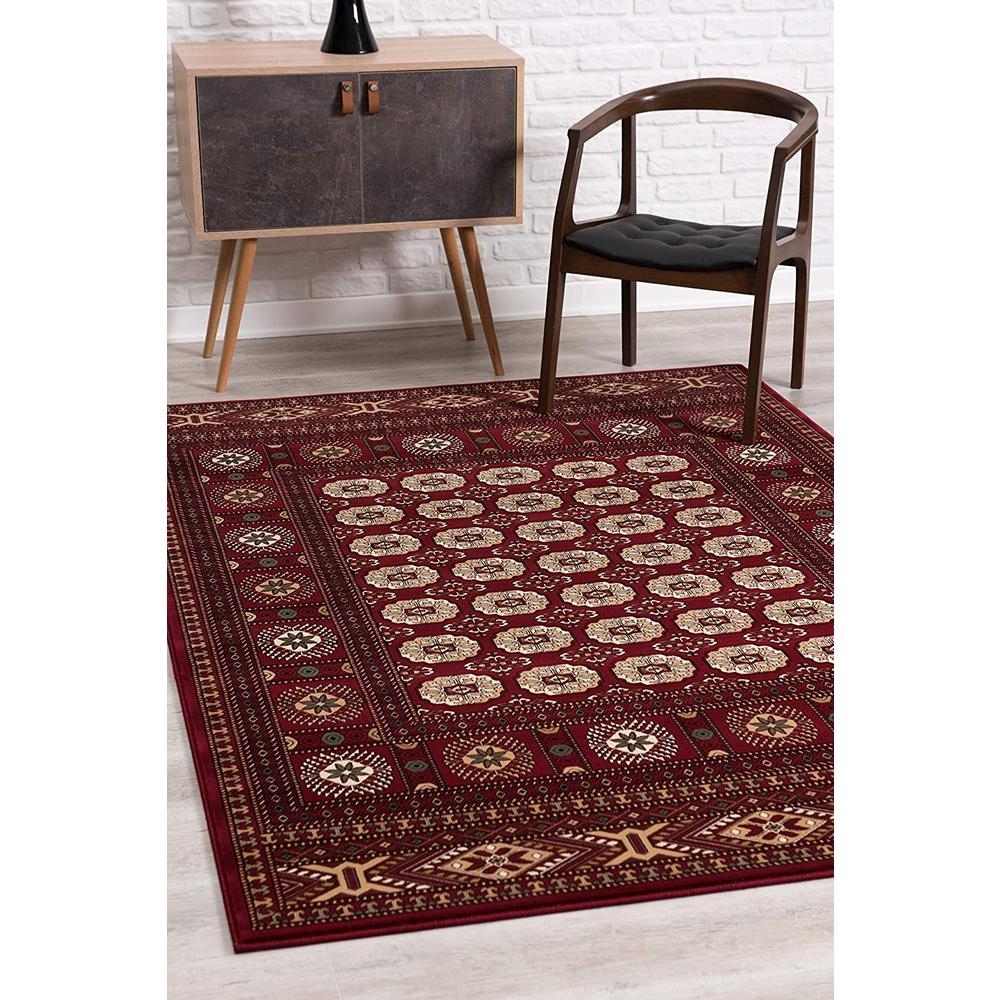 4’ x 6’ Red Eclectic Geometric Pattern Area Rug Red. Picture 3