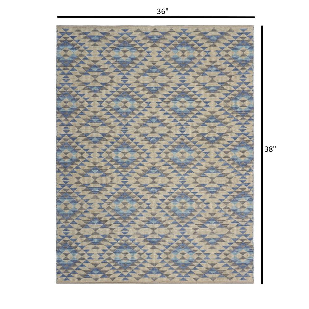3’ x 5’ Blue Decorative Lattice Area Rug Blue. Picture 8