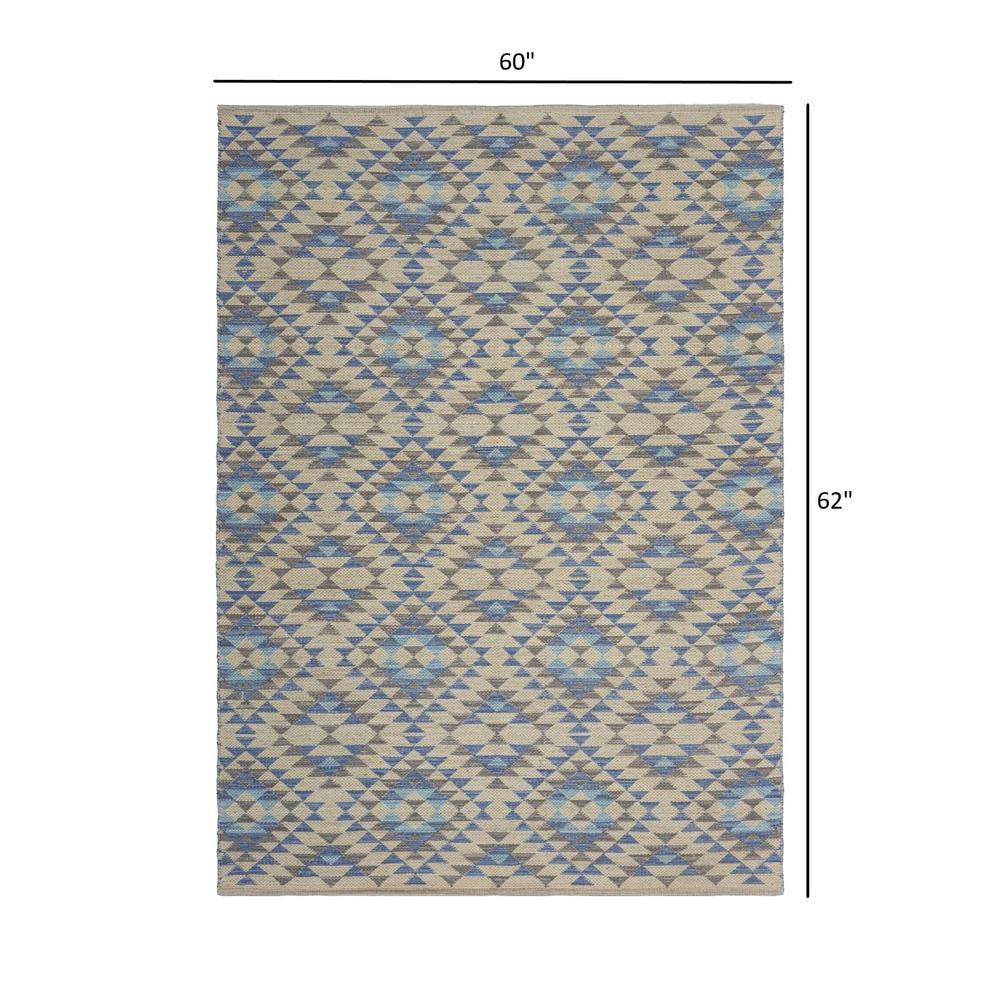 5’ x 7’ Blue Decorative Lattice Area Rug Blue. Picture 8