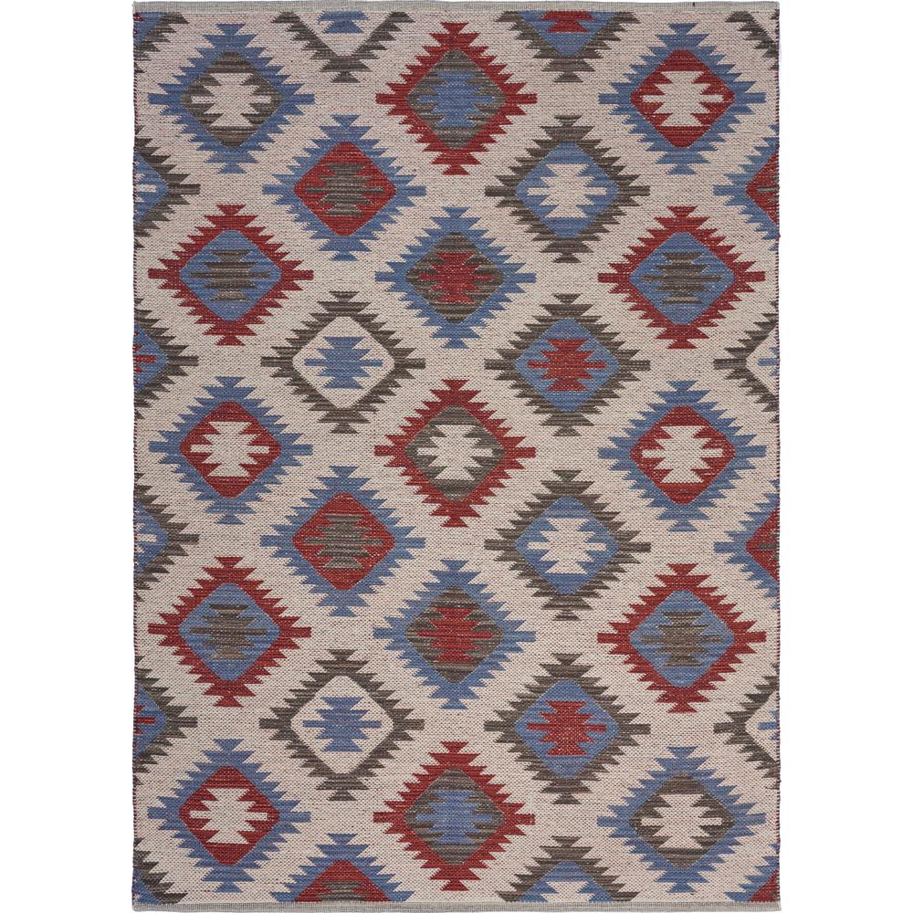 3’ x 5’ Red and Blue Geometric Diamonds Area Rug Multi. Picture 1