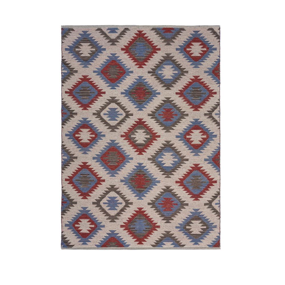5’ x 7’ Red and Blue Geometric Diamonds Area Rug Multi. Picture 9