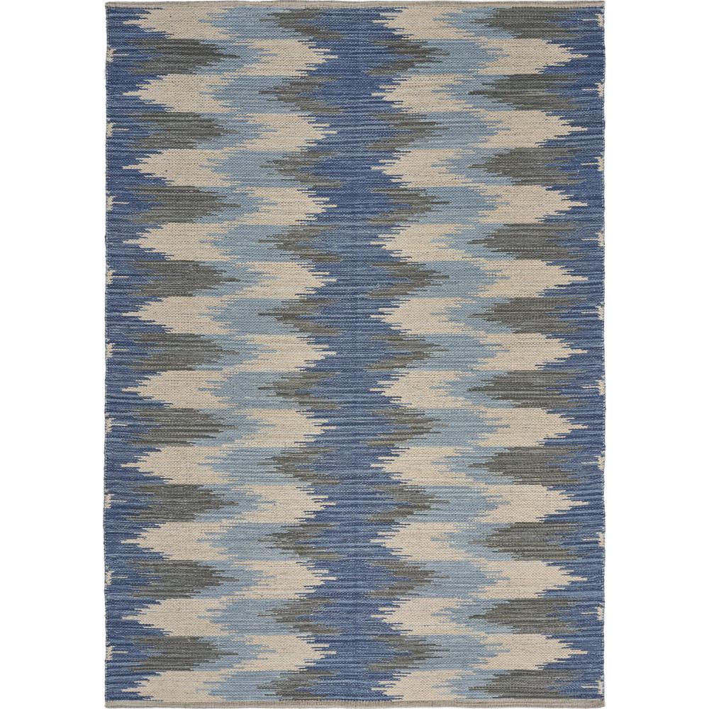 5’ x 7’ Blue and Cream Ikat Pattern Area Rug Blue/Cream. Picture 1