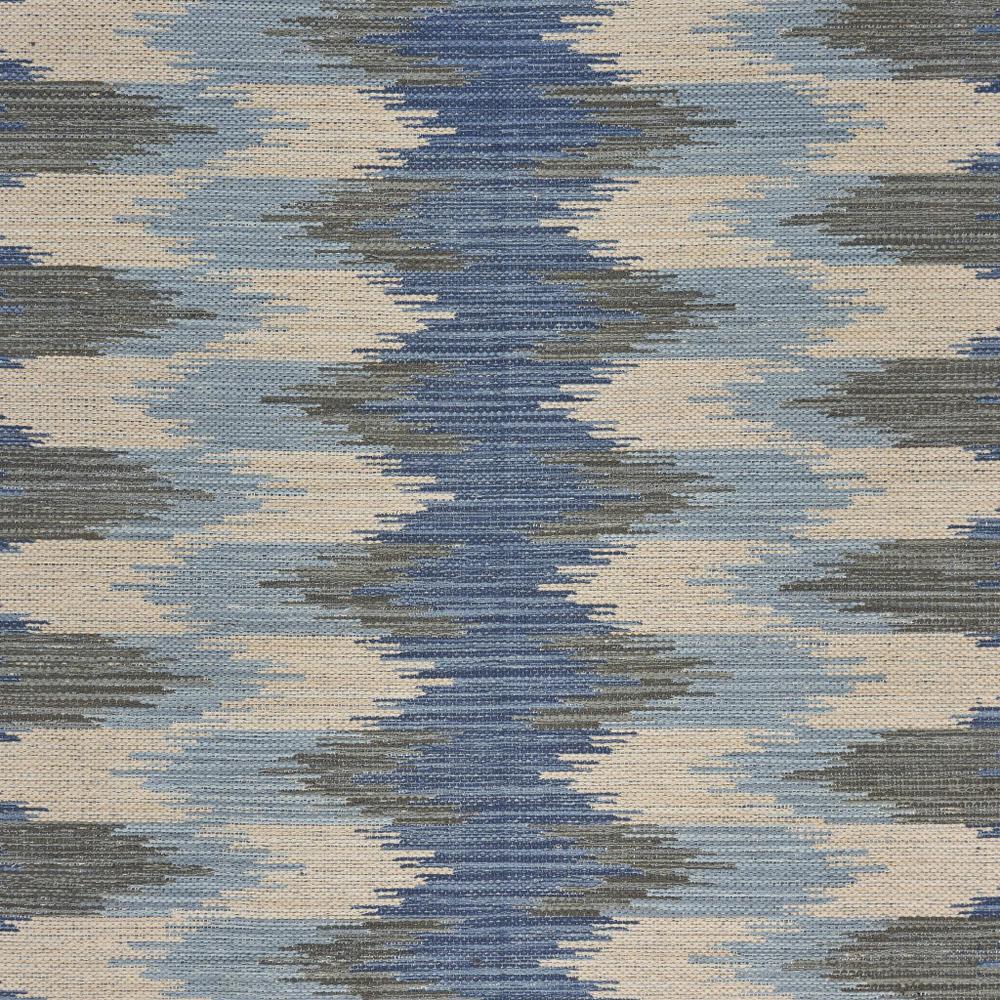 5’ x 7’ Blue and Cream Ikat Pattern Area Rug Blue/Cream. Picture 2