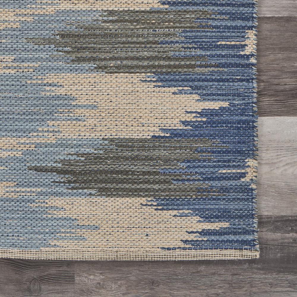 5’ x 7’ Blue and Cream Ikat Pattern Area Rug Blue/Cream. Picture 6