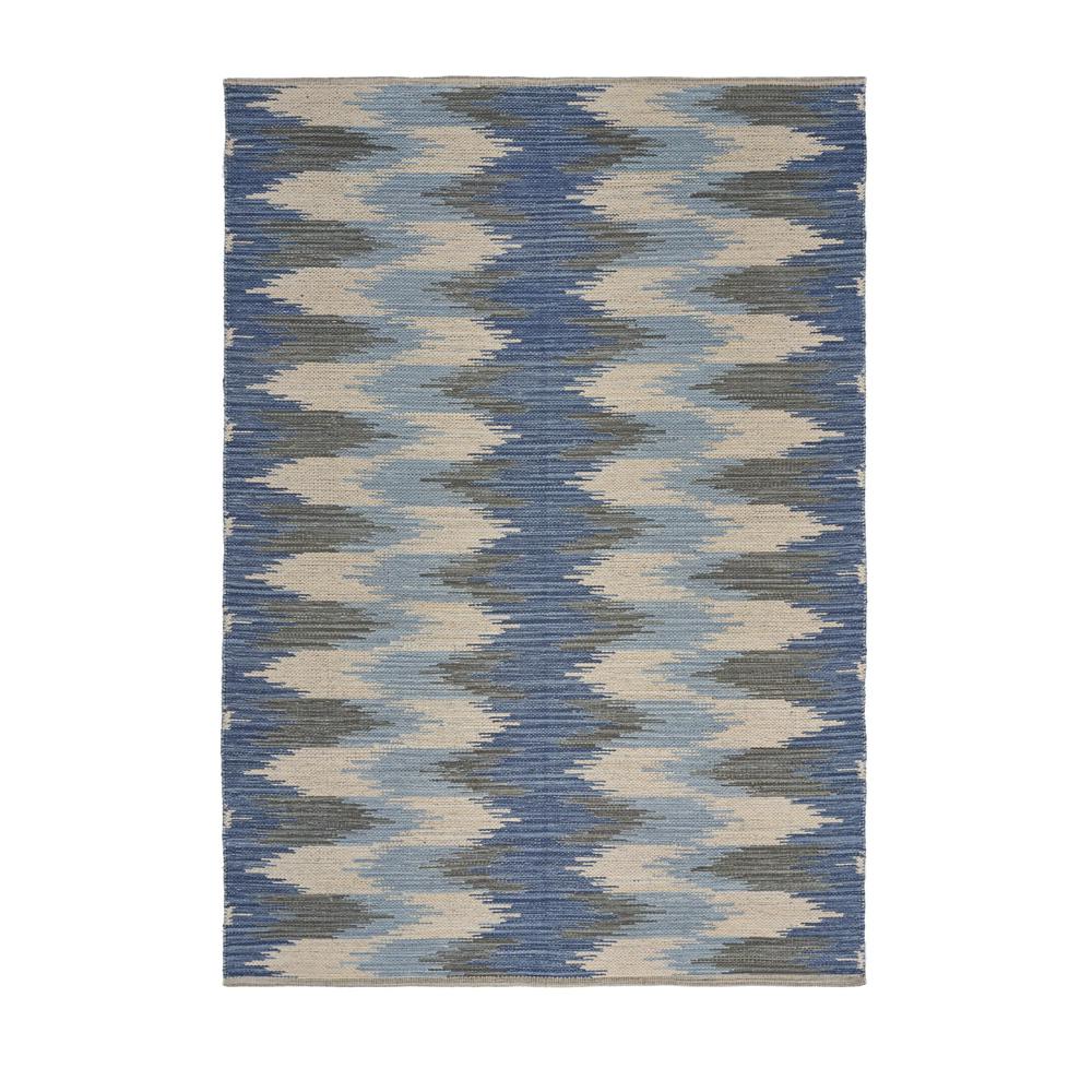 5’ x 7’ Blue and Cream Ikat Pattern Area Rug Blue/Cream. Picture 9