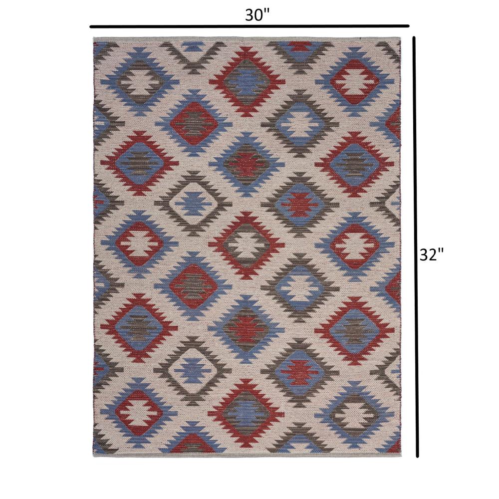 3’ x 4’ Red and Blue Geometric Diamonds Area Rug Multi. Picture 8
