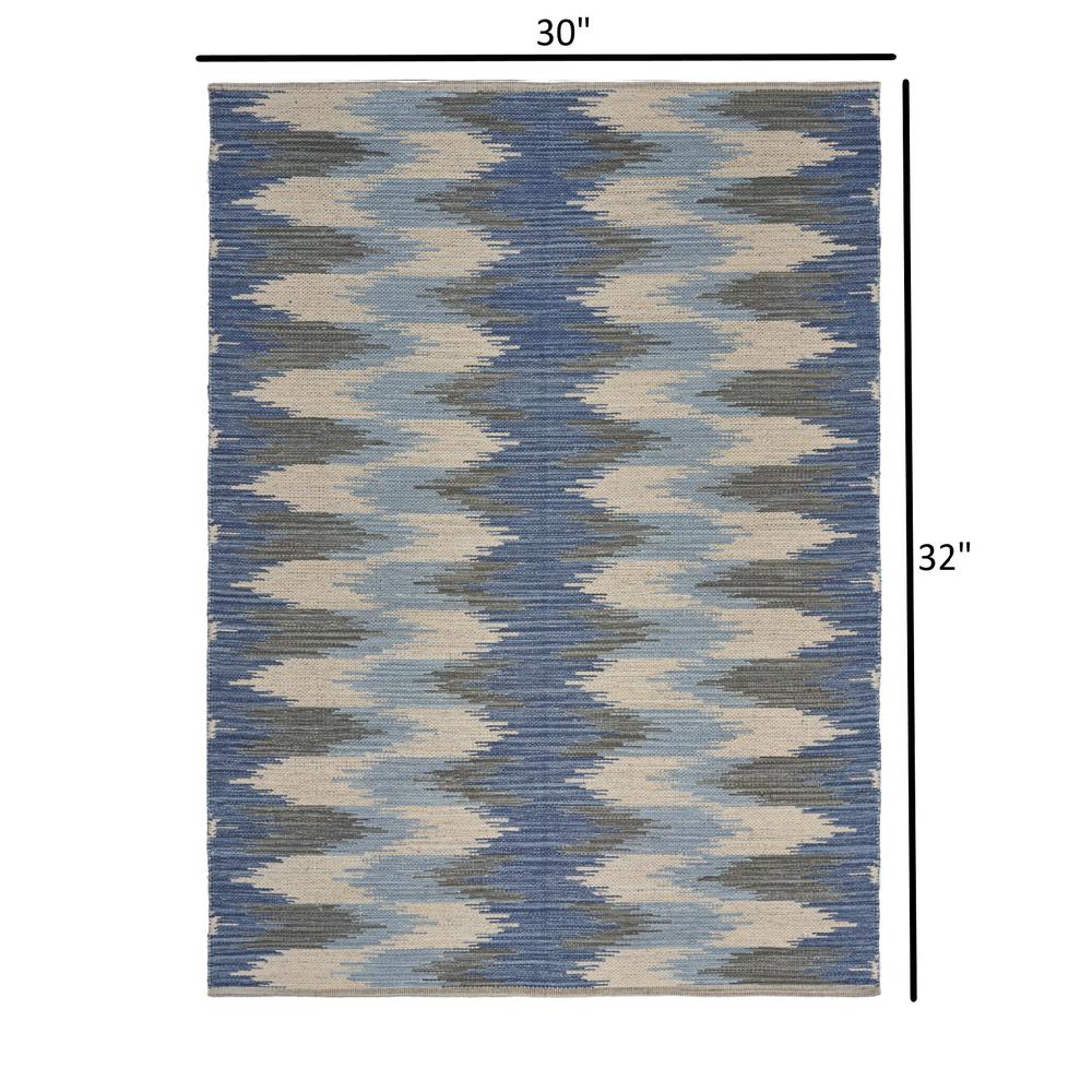 3’ x 4’ Blue and Cream Ikat Pattern Area Rug Blue/Cream. Picture 8