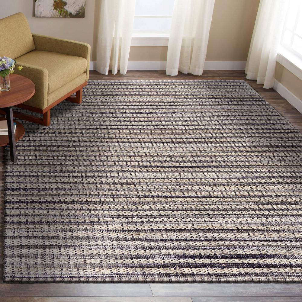 9’ x 12’ Brown and Gray Striped Area Rug BROWN. Picture 8