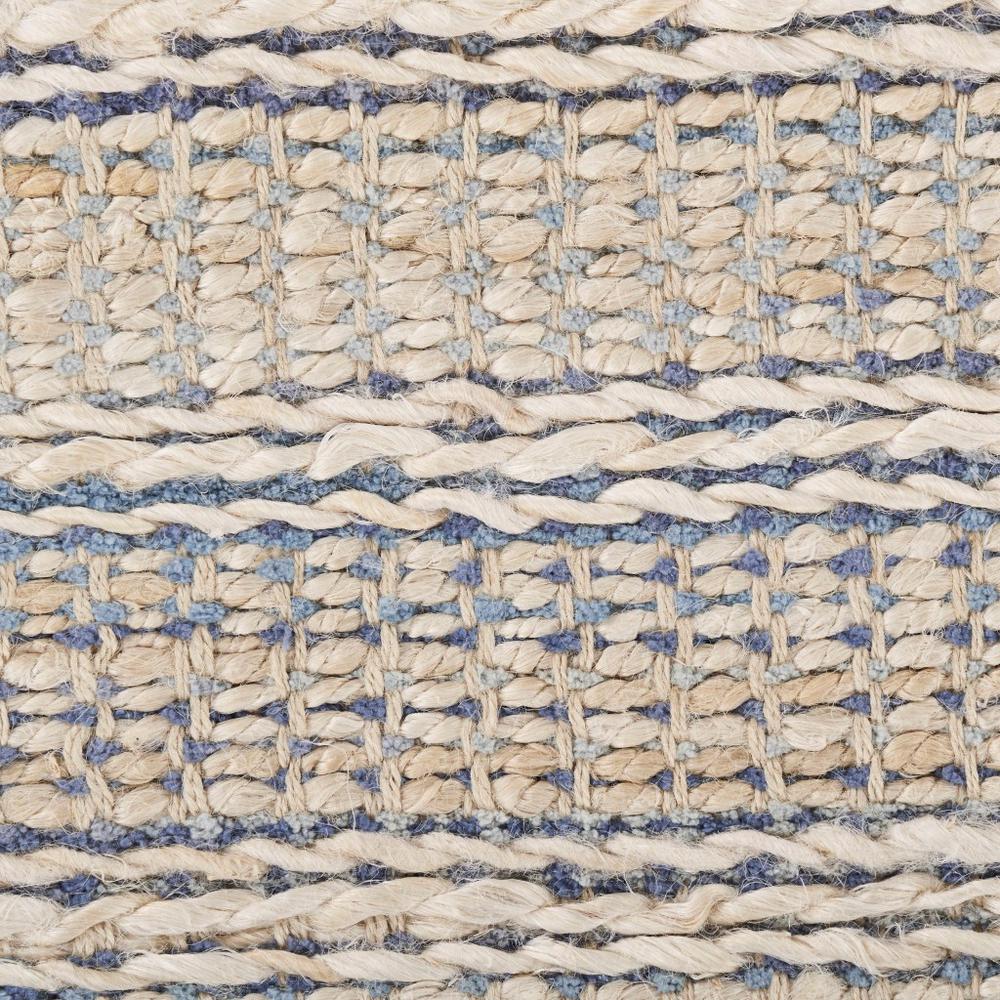 5’ x 8’ Blue and Cream Braided Jute Area Rug ILLUSION BLUE. Picture 2