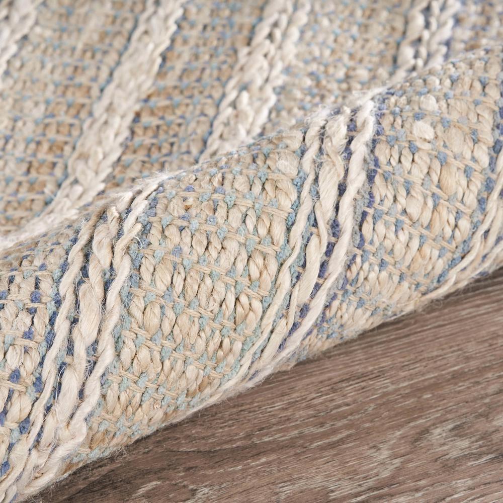 5’ x 8’ Blue and Cream Braided Jute Area Rug ILLUSION BLUE. Picture 5