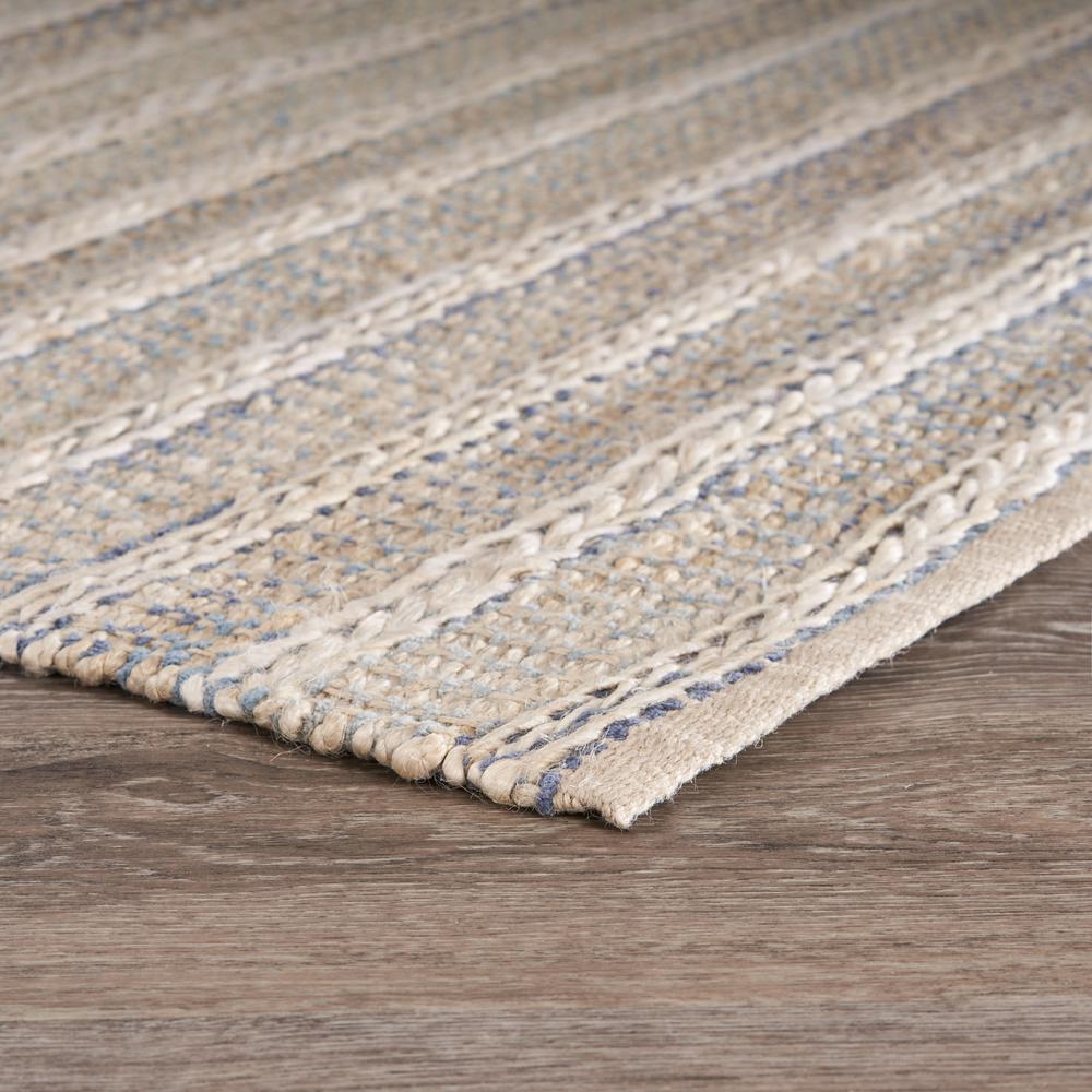 5’ x 8’ Blue and Cream Braided Jute Area Rug ILLUSION BLUE. Picture 6
