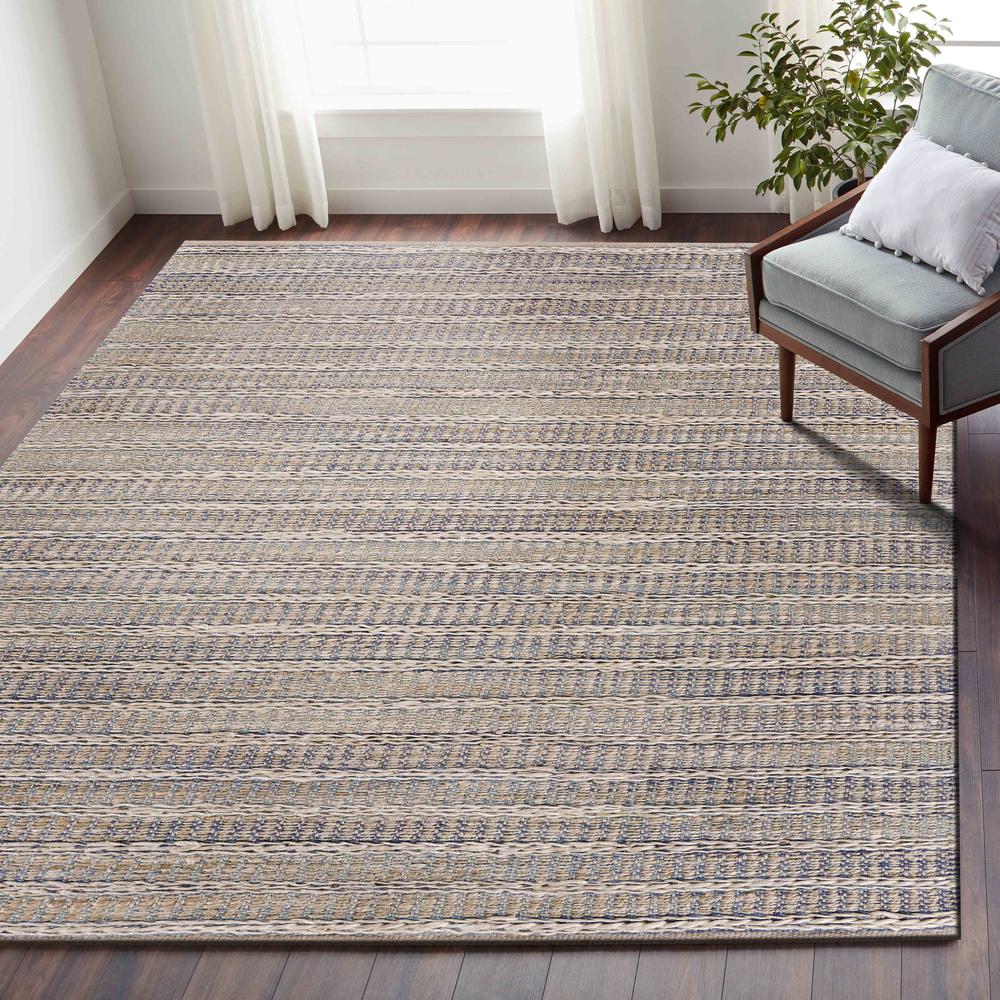 5’ x 8’ Blue and Cream Braided Jute Area Rug ILLUSION BLUE. Picture 8