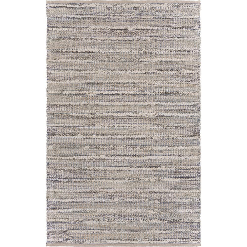 8’ x 10’ Blue and Cream Braided Jute Area Rug ILLUSION BLUE. Picture 1