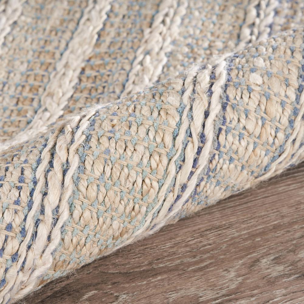 8’ x 10’ Blue and Cream Braided Jute Area Rug ILLUSION BLUE. Picture 5