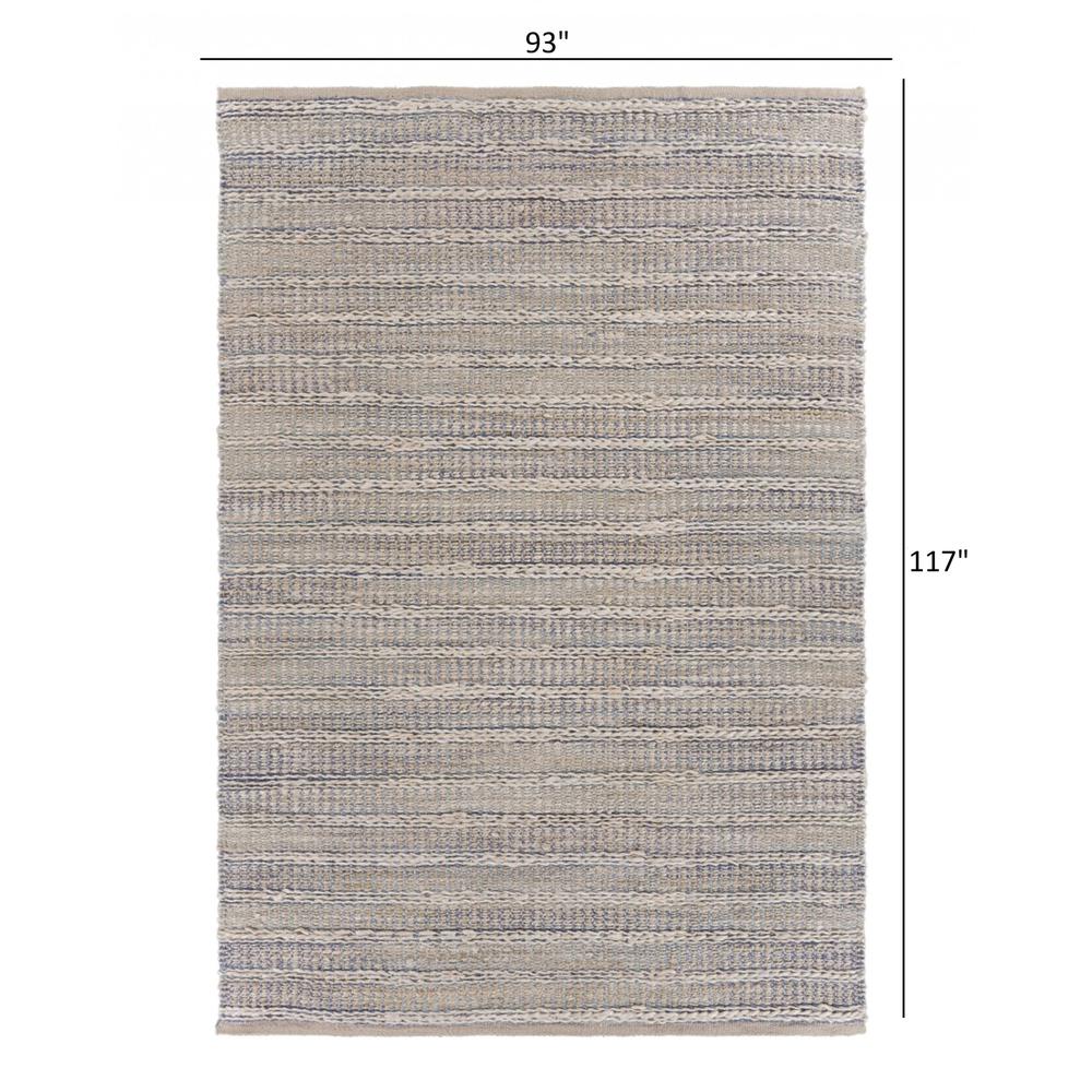 8’ x 10’ Blue and Cream Braided Jute Area Rug ILLUSION BLUE. Picture 9