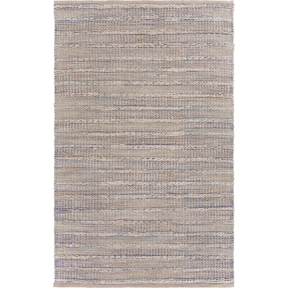 9’ x 12’ Blue and Cream Braided Jute Area Rug ILLUSION BLUE. Picture 1