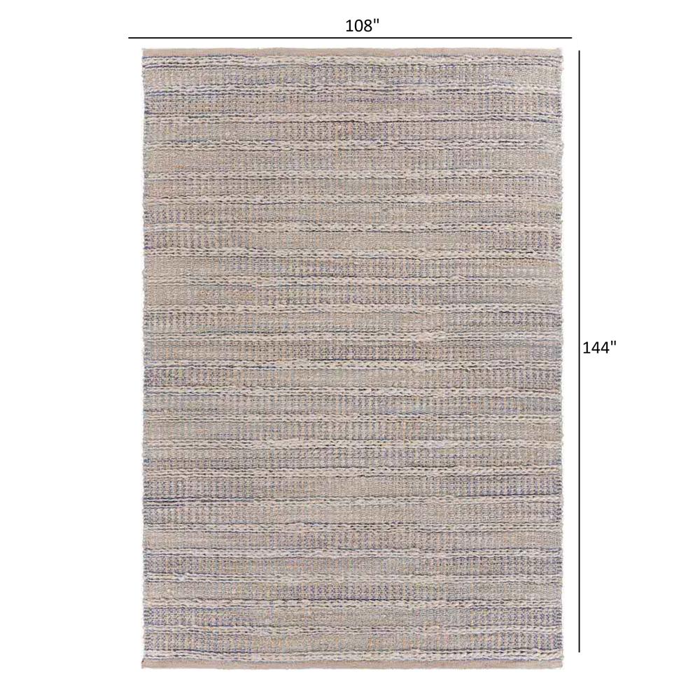 9’ x 12’ Blue and Cream Braided Jute Area Rug ILLUSION BLUE. Picture 9