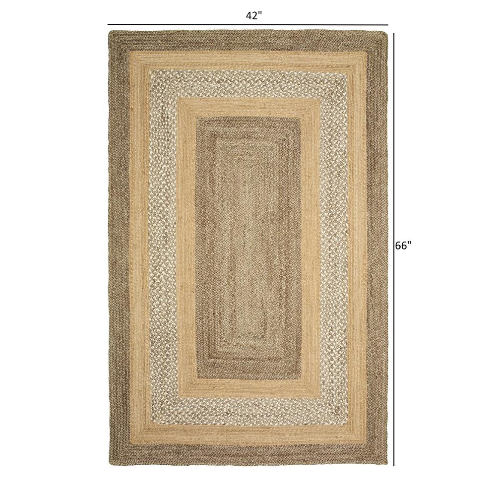 4’ x 6’ Tan and Beige Bordered Area Rug Tan. Picture 6
