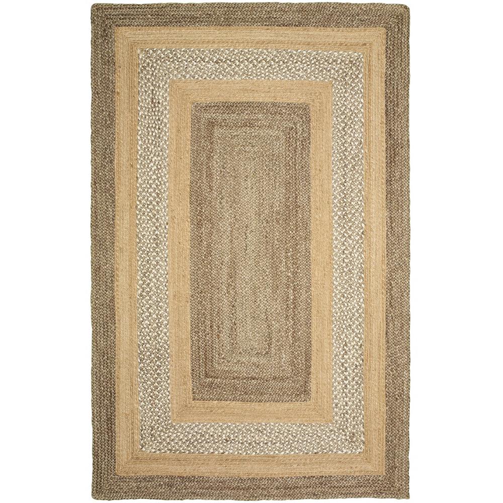 8’ x 10’ Tan and Beige Bordered Area Rug Tan. Picture 1