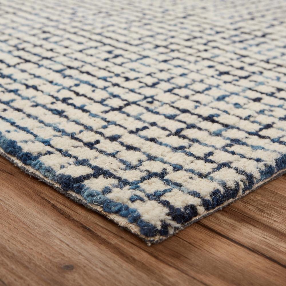 5’ x 8’ Navy and Ivory Grids Area Rug Ivory. Picture 3