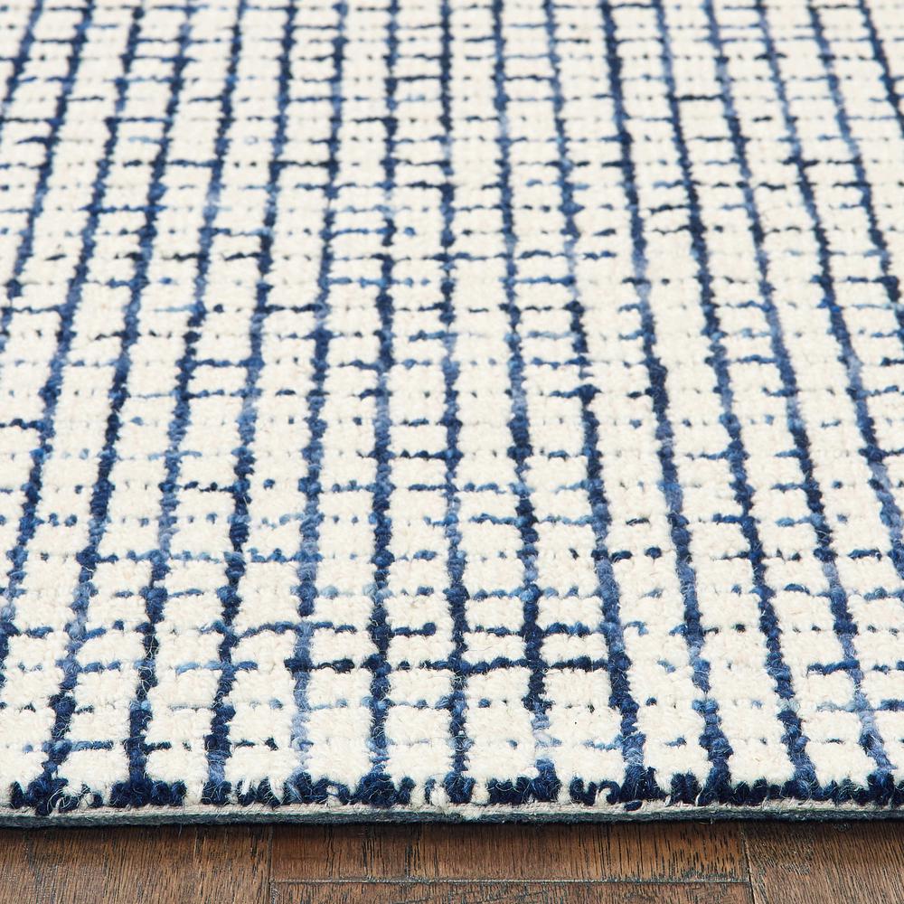 5’ x 8’ Navy and Ivory Grids Area Rug Ivory. Picture 7
