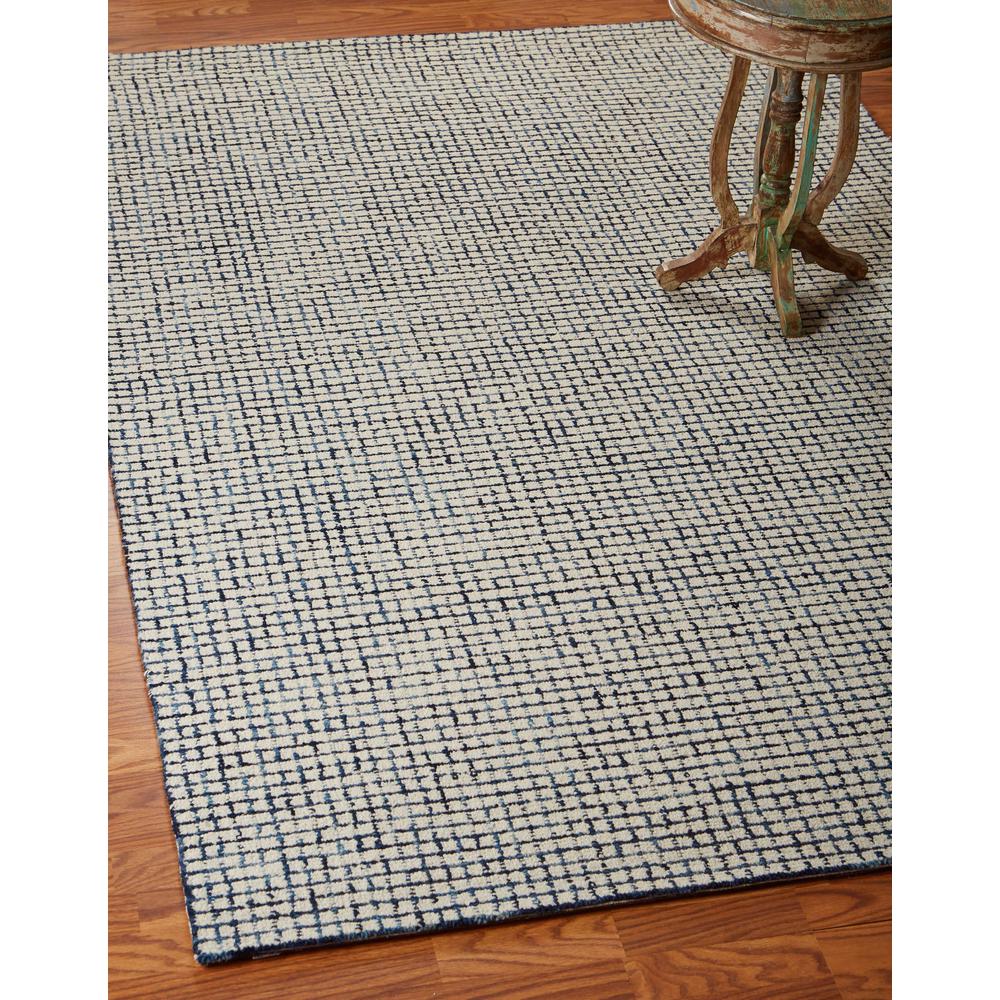 5’ x 8’ Navy and Ivory Grids Area Rug Ivory. Picture 9