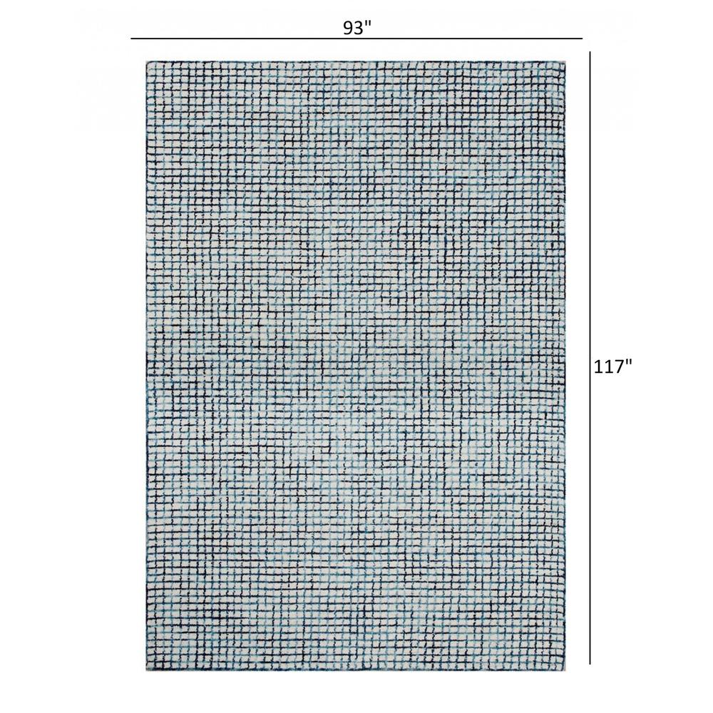 8’ x 10’ Navy and Ivory Grids Area Rug Ivory. Picture 9
