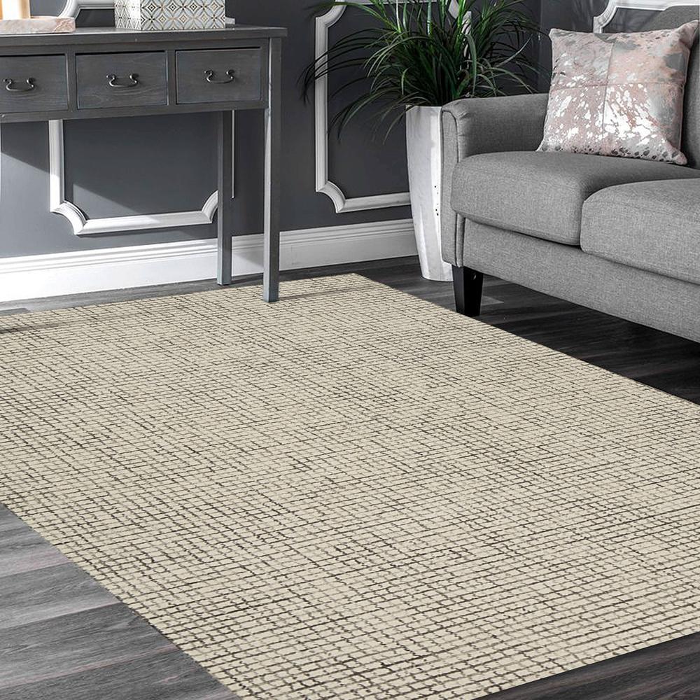 5’ x 8’ Tan and Ivory Grid Area Rug Tan. Picture 8