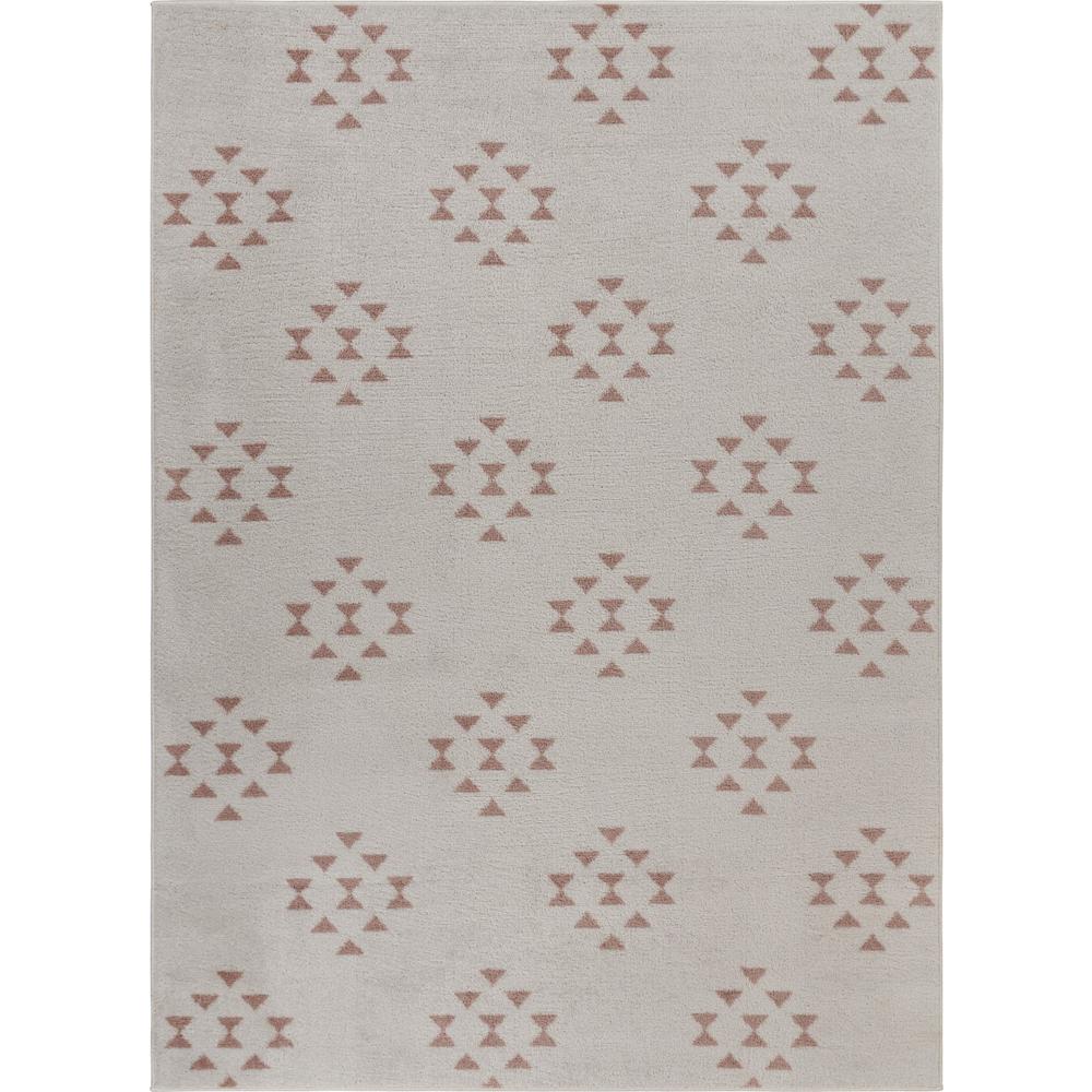 8’ x 9’ Tan and Beige Southwestern Area Rug Ivory/Pink. The main picture.