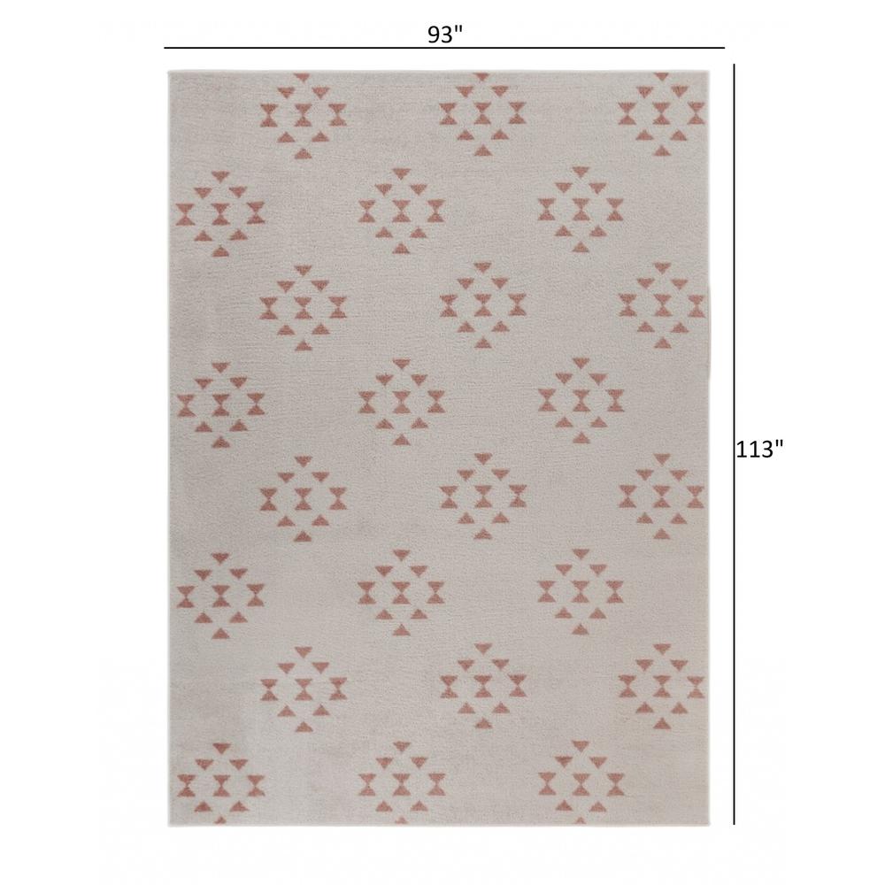 8’ x 9’ Tan and Beige Southwestern Area Rug Ivory/Pink. Picture 8