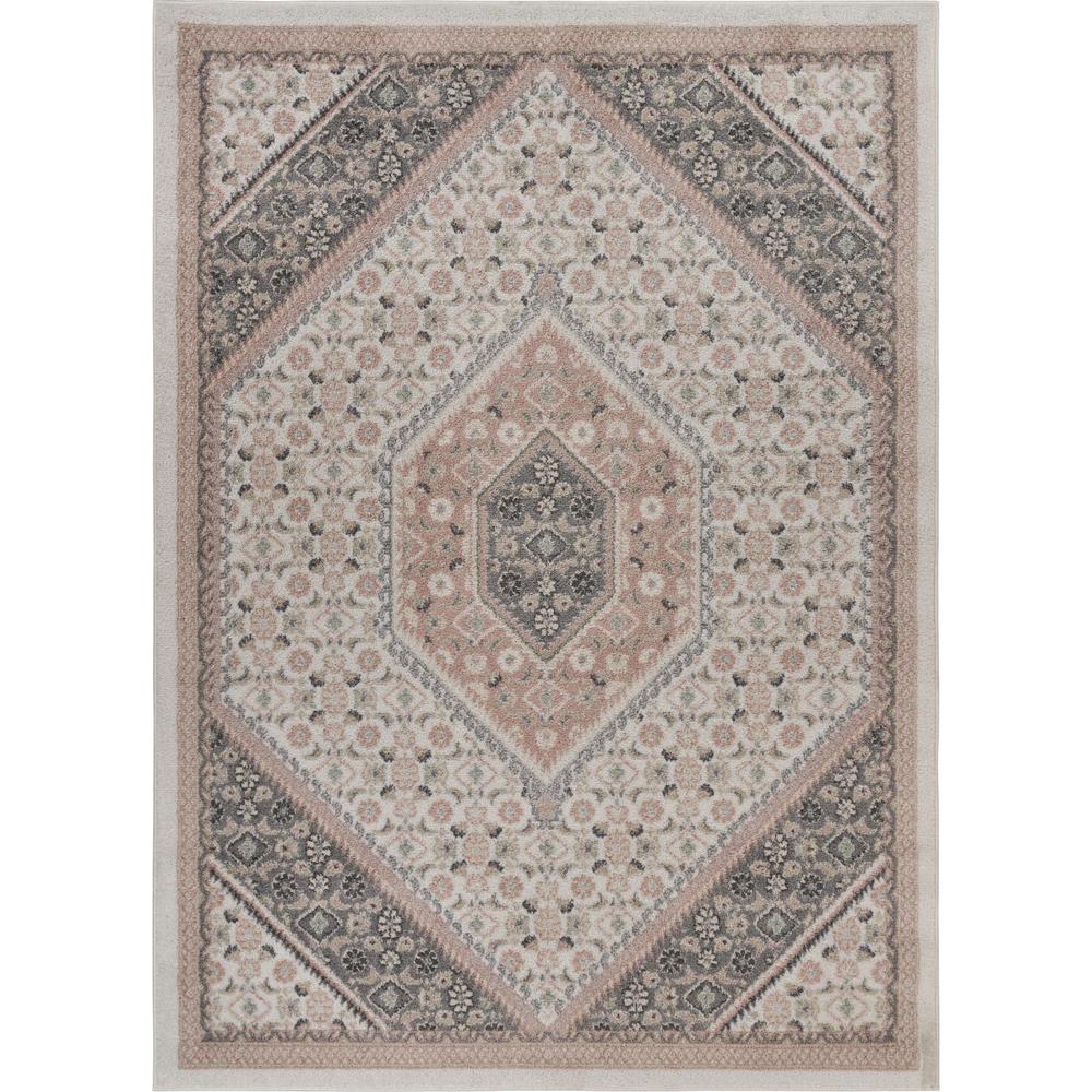 5’ x 7’ Gray and Blush Traditional Area Rug Gray/Ivory/Pink. Picture 1