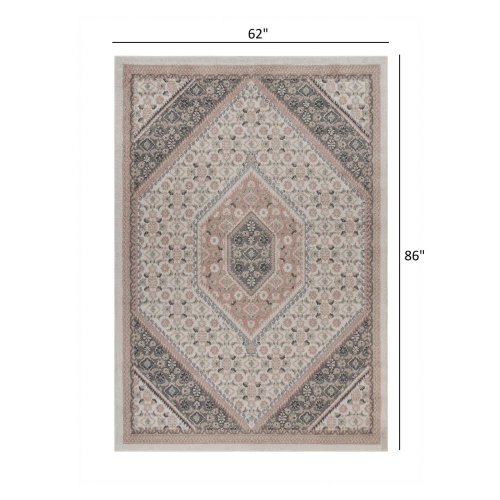 5’ x 7’ Gray and Blush Traditional Area Rug Gray/Ivory/Pink. Picture 8