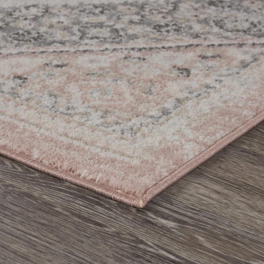 5’ x 7’ Gray and Soft Pink Traditional Area Rug Pink/Gray/Ivory. Picture 3